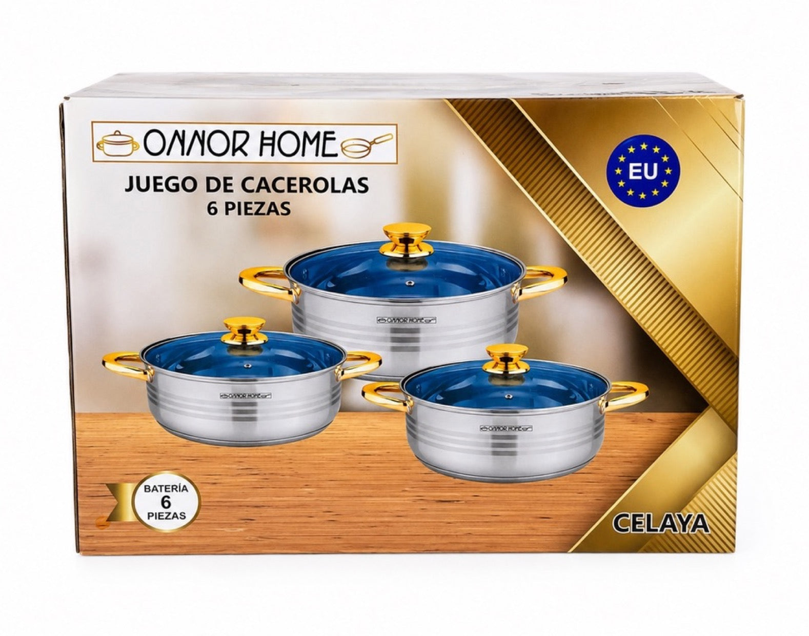 ONNOR HOME 6-Piece Stainless Steel Cookware Set with Glass Lids MODEL-CELAYA