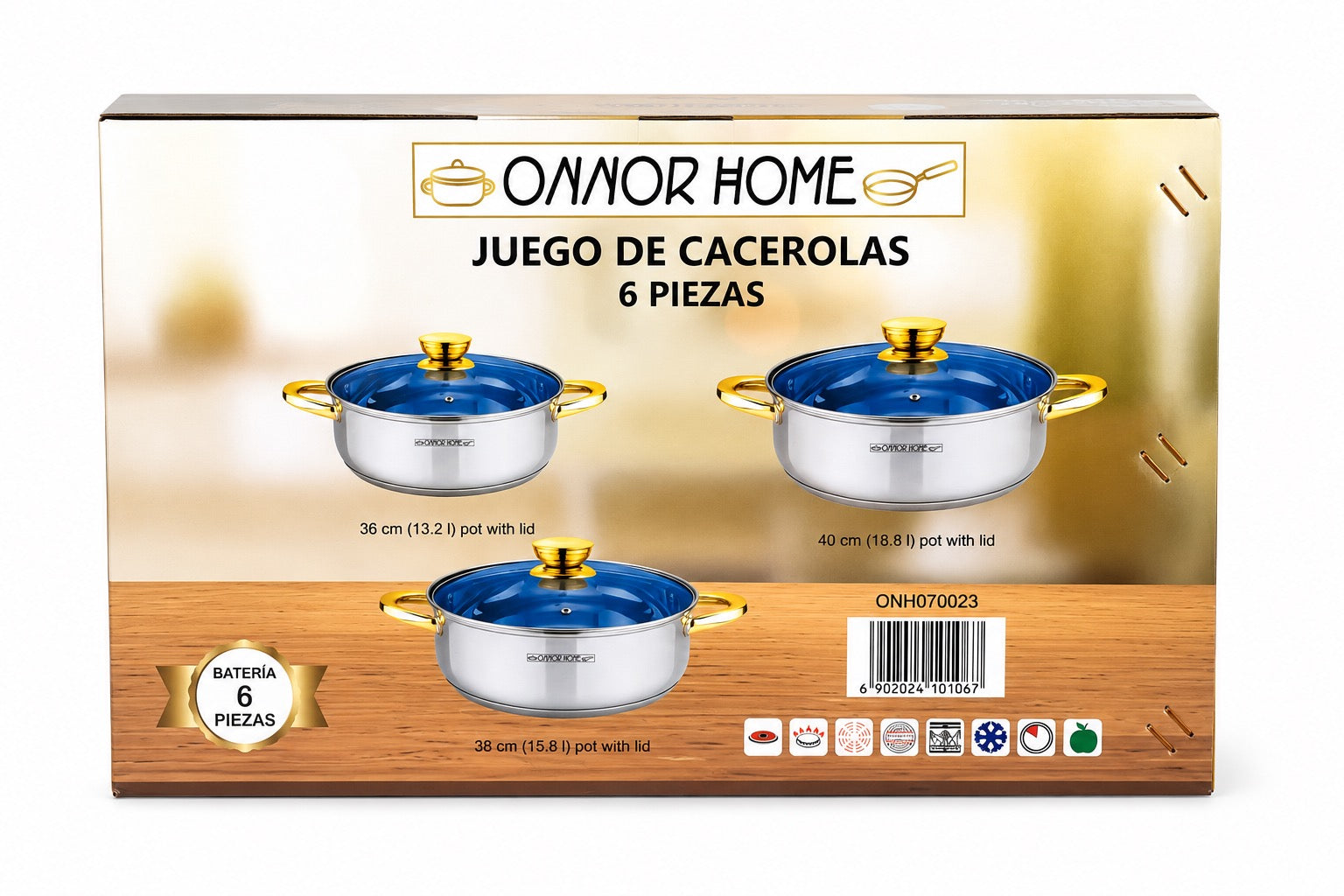 6-Piece Stainless Steel Casserole Set w/ Glass Lids Induction Ready BRETANA