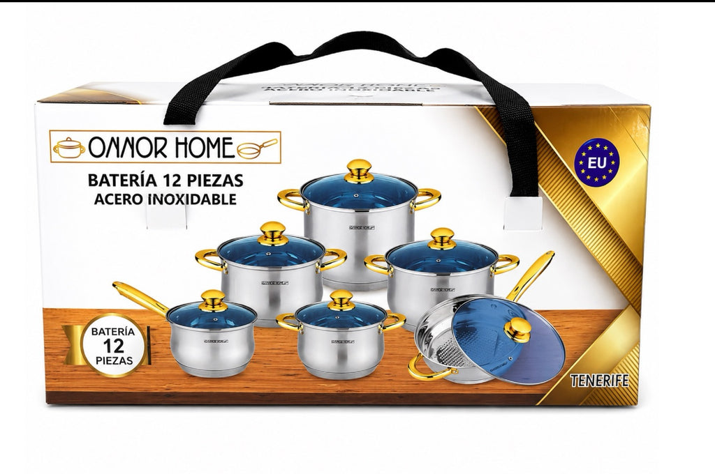12-Piece Stainless Steel Cookware Set w/ Glass Lids Induction Ready TENERIFE