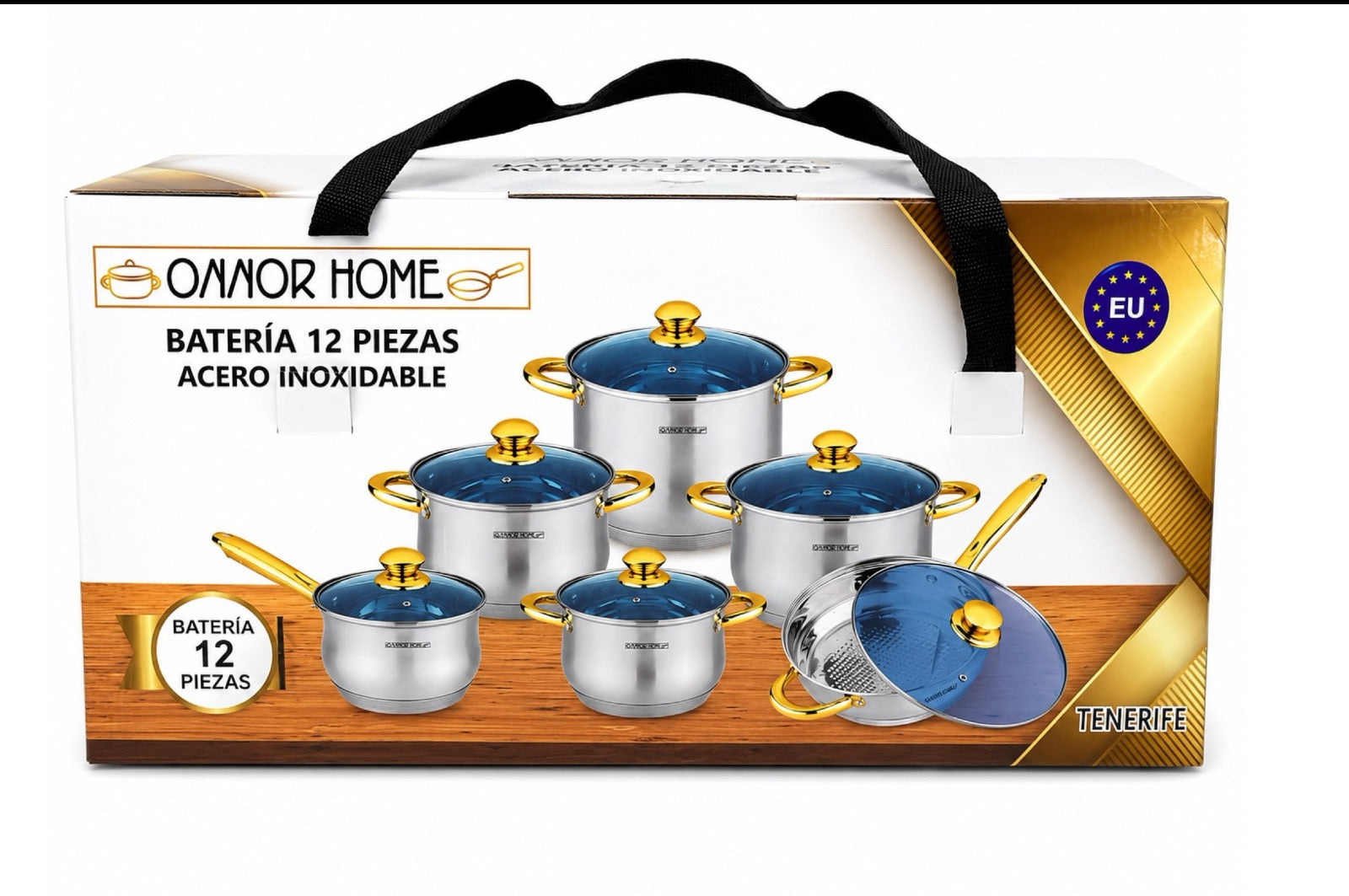 12-Piece Stainless Steel Cookware Set w/ Glass Lids Induction Ready TENERIFE